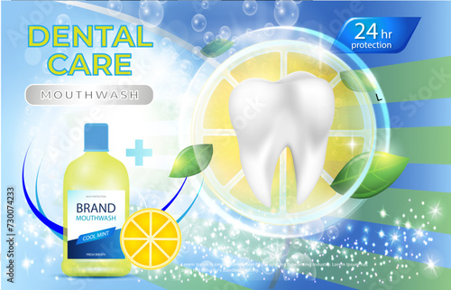 Free vector Realistic dental care mouthwash
