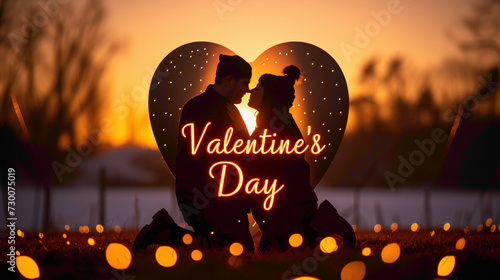 A charming image of a couple's silhouette inside a heart shape with the words 