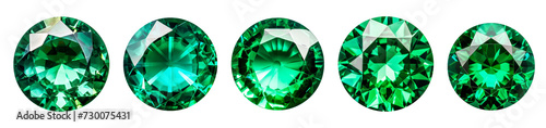 isolated illustration of green circle emerald gem crystals. Created with Generative AI