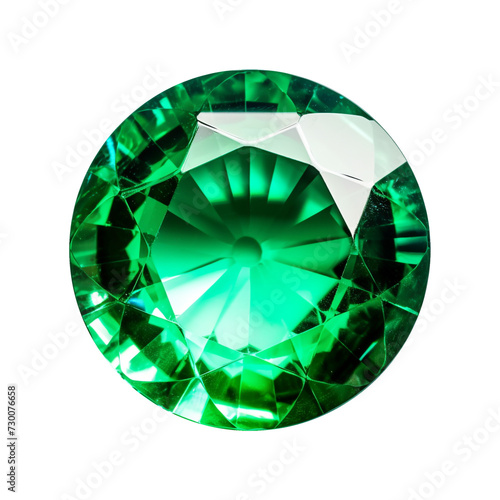 isolated illustration of green circle emerald gem crystal. Created with Generative AI