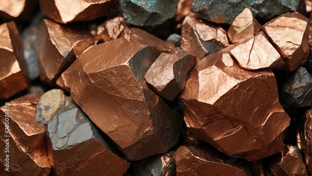 Macro shot of copper ore with sharp details highlighting the contrast between copper’s reddish-brown tones and the stone’s blue-gray hues. Macro shot of copper ore with sharp details highlighting the contrast between copper’s reddish-brown tones and the stone’s blue-gray hues.