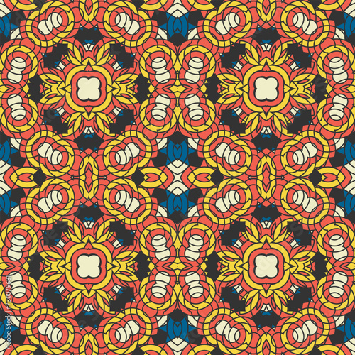 Seamless pattern with surreal multicolor ornament. Version No. 11. Vector illustration