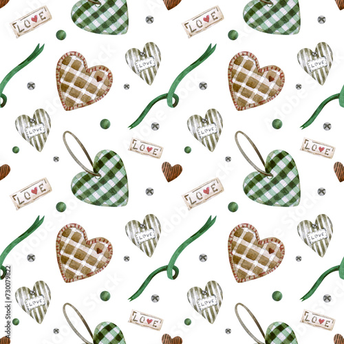 Beautiful seamless pattern with hearts for Valentine's Day. It can be used as a background template for wallpaper, printing on fabrics, wrapping paper.	