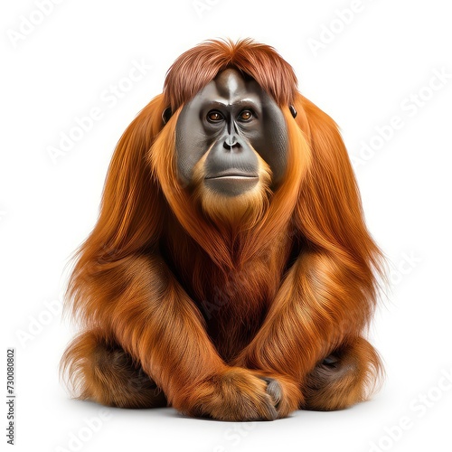 Borneo orangutan illustration on white background