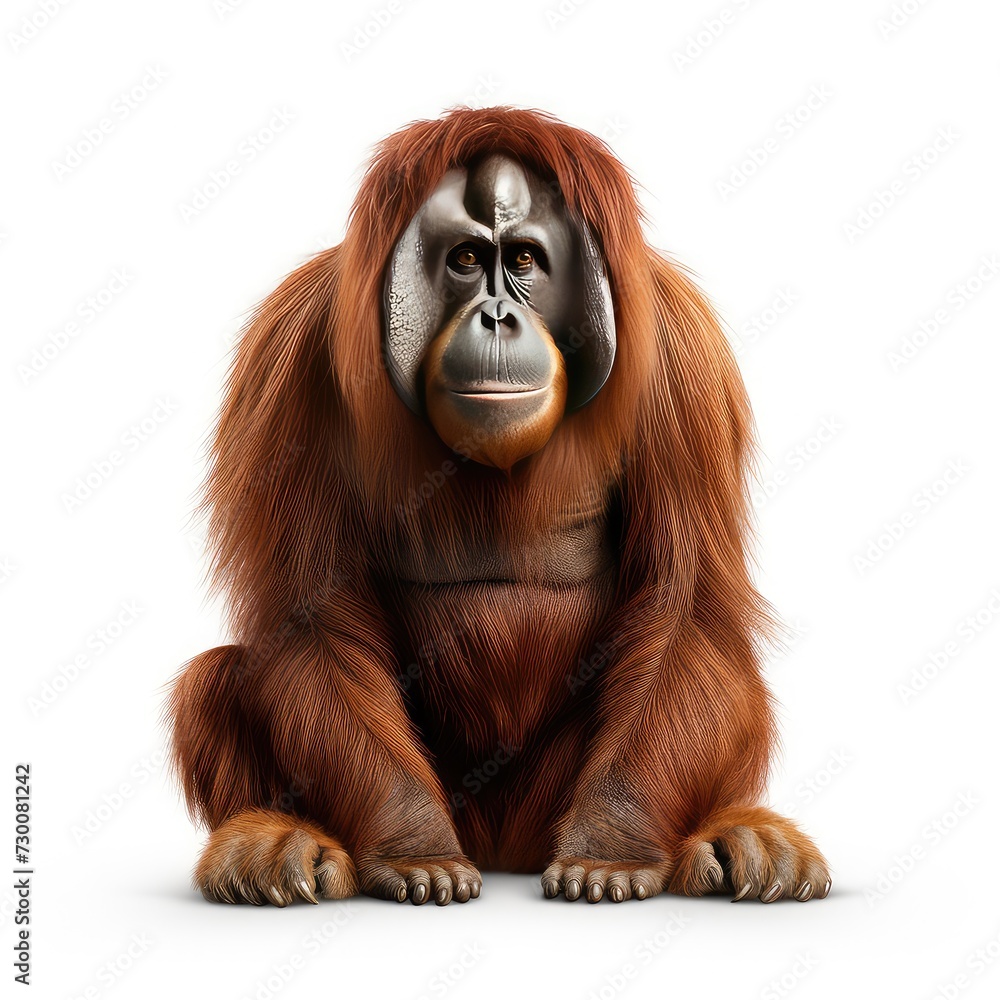 Borneo orangutan illustration on white background Borneo orangutan illustration on white background
