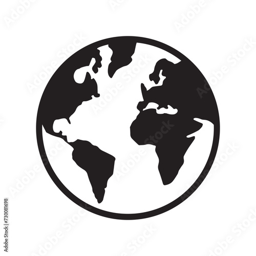 globe world map icon flat vector illustration