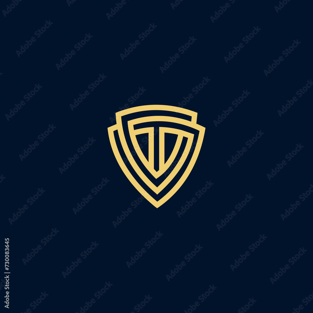 letter t with shield monogram logo design graphic template