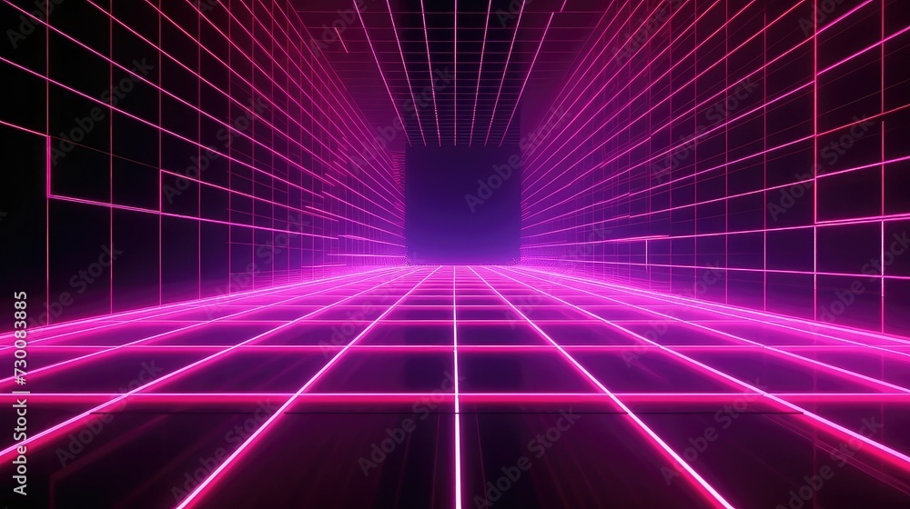 Fototapeta premium 3d technology abstract neon light background with space for text.