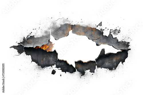 paper with burnt edges, creating a frayed and scorched effect. photo
