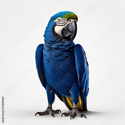Hyacinth macaw blue colored bird isolated on white background