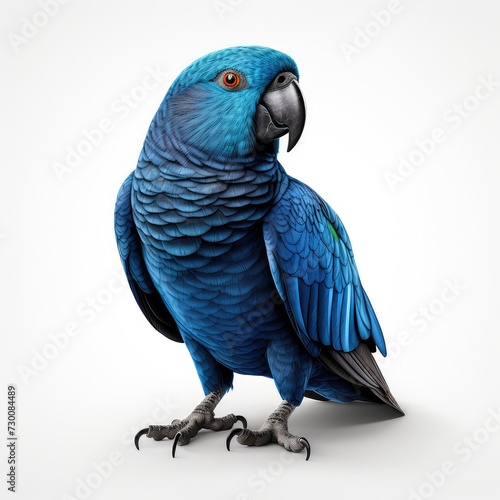 Hyacinth macaw blue colored bird isolated on white background