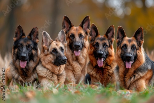 Group Of German Shepherd Dogs