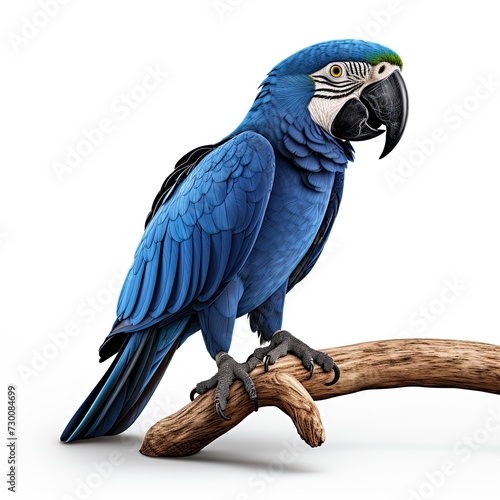 Hyacinth macaw blue colored bird isolated on white background