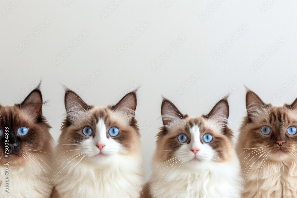 Ensemble Of Ragdoll Cats