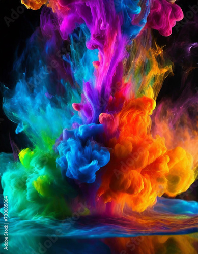 Holi Festival. Colour explosions and distributions. Holi festival concept