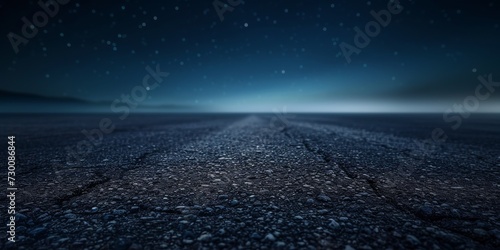 Midnight Sky Background With Black Asphalt Floor