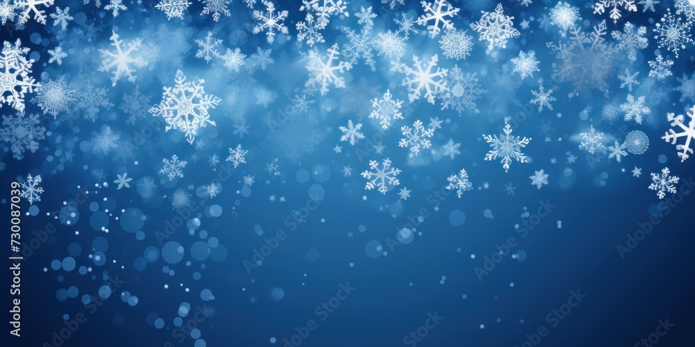 Azure christmas card with white snowflakes