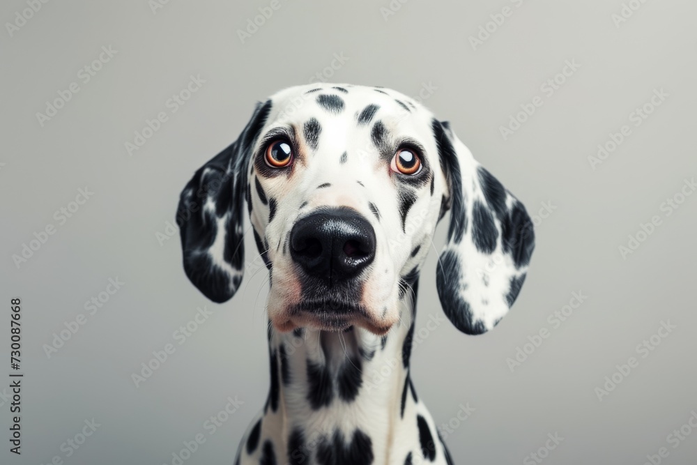 Dalmatian Dog Captured With A Surprised Expression For Pet Photography Concept In A Studio