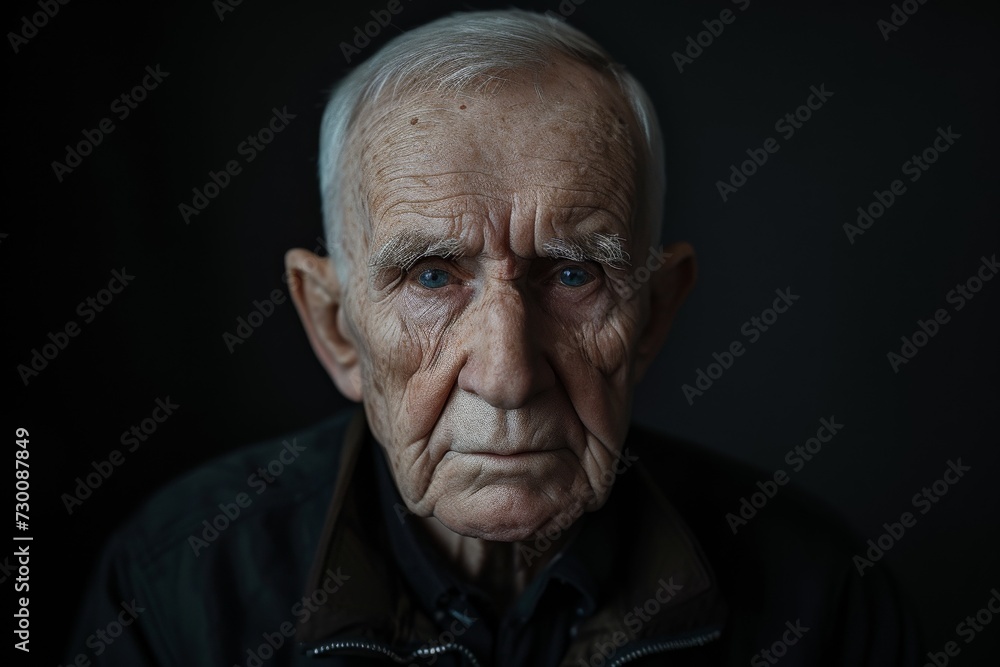 Empowering Senior: Captivating Portrait Amidst A Dramatic Studio Background Empowering Senior: Captivating Portrait Amidst A Dramatic Studio Background