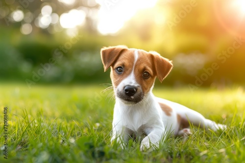 Playful Puppy Frolicking In The Park, Basking In The Warmth Of Sunlit Grass