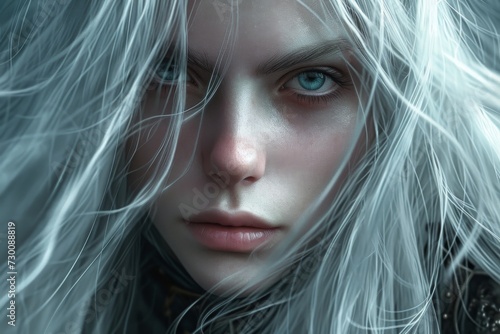 Captivating Visual Of Mighty Dark Elf Female Fighter With Striking Long White Hair