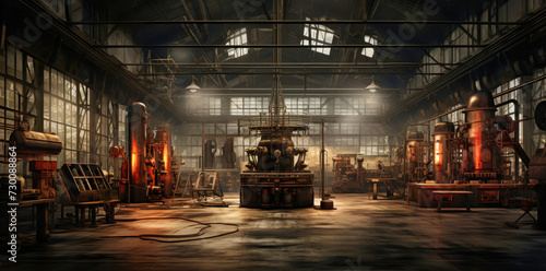 Metal Pipe-Filled Industrial Workshop for Production Stock © Anoo