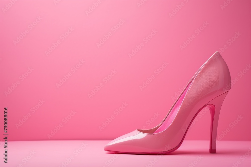 Elegant Pink High Heel Perched Gracefully On Chic Pink Surface Elegant Pink High Heel Perched Gracefully On Chic Pink Surface