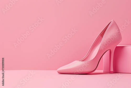 Stylish Pink High Heel Gracefully Perched On Chic Pink Surface