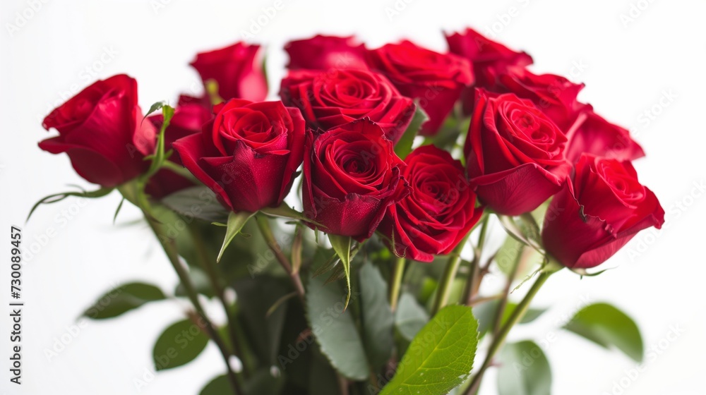 Fototapeta premium Against a clean and transparent background, a stunning bouquet of red roses stands elegantly, each petal and detail meticulously showcased