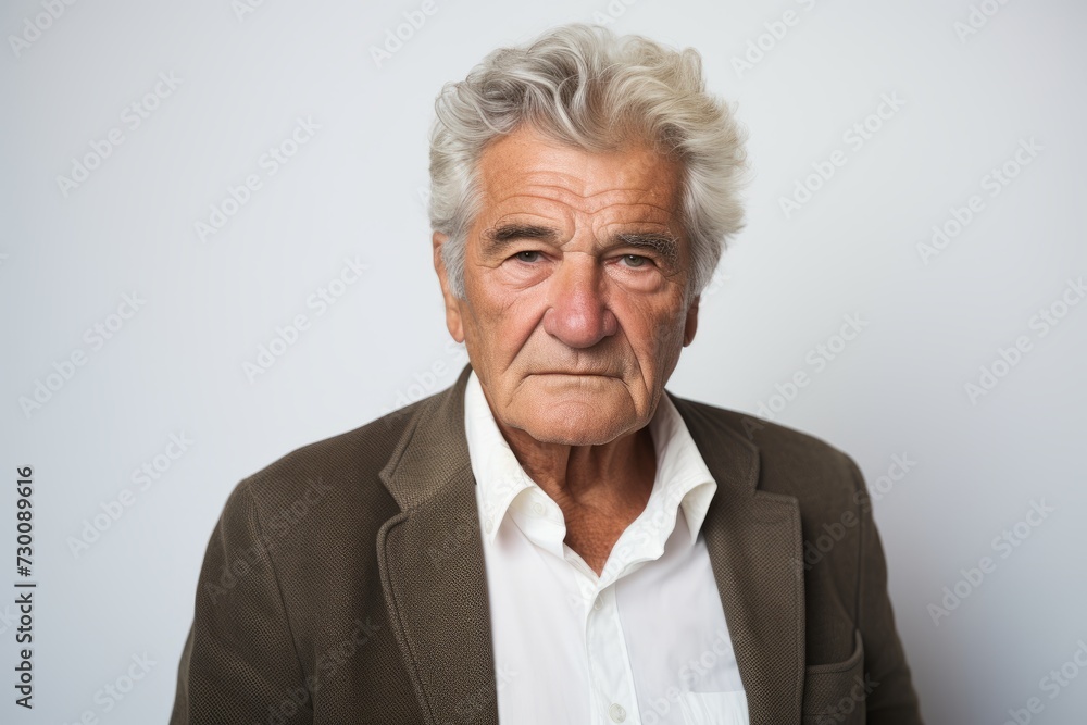 Portrait of an old man with grey hair. Studio shot. Portrait of an old man with grey hair. Studio shot.