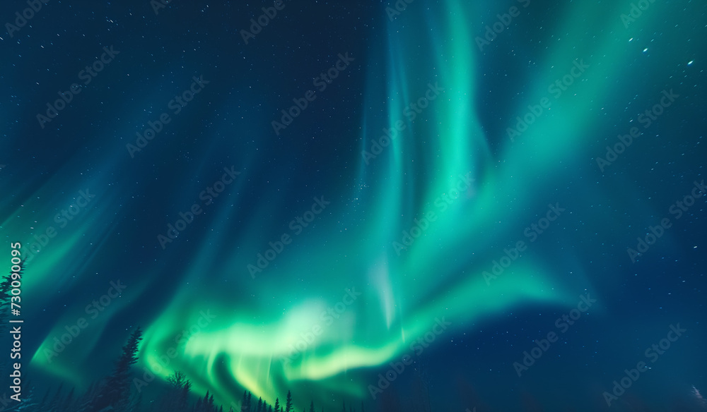 Northern lights or Aurora borealis in the sky