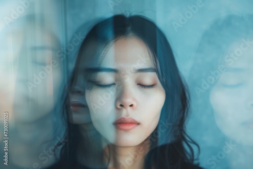 Seeking Mental Health Treatment: Young Asian Woman Struggles With Overthinking, Anxiety, And Dissociation