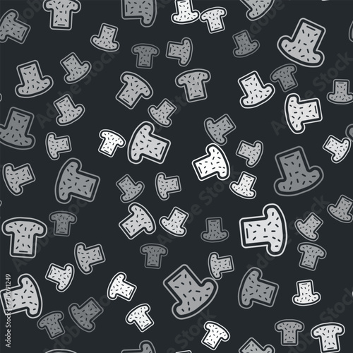 Grey Bread toast for sandwich piece of roasted crouton icon isolated seamless pattern on black background. Lunch, dinner, breakfast snack. Vector