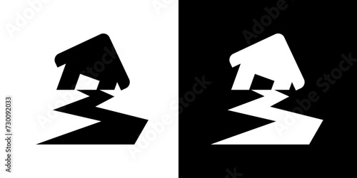 Home icon. Geographical circumstances. Location of the house. Draw lines. Home image.