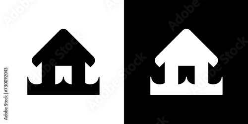 Home icon. Geographical circumstances. Location of the house. Draw lines. Home image.