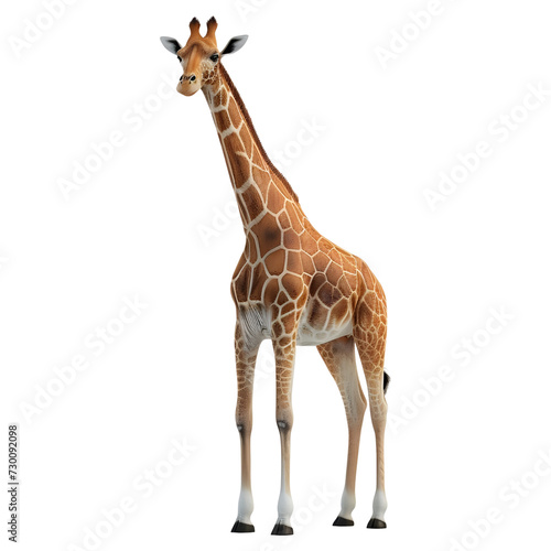 3D Rendering of a Giraffe Standing on Transparent Background - Ai Generated © Muhammad