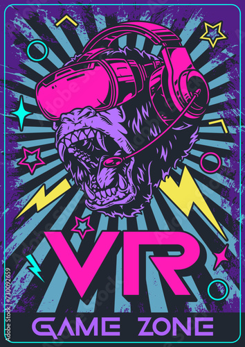 VR game zone poster colorful