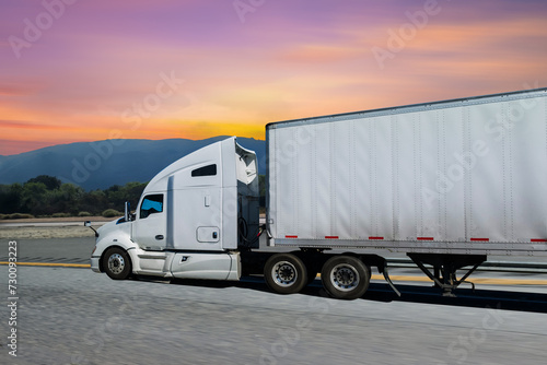 Truck transport on motorway in motion