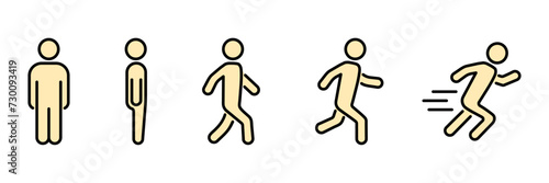 Running and walking people icons. Vector illustration, editable strokes	
