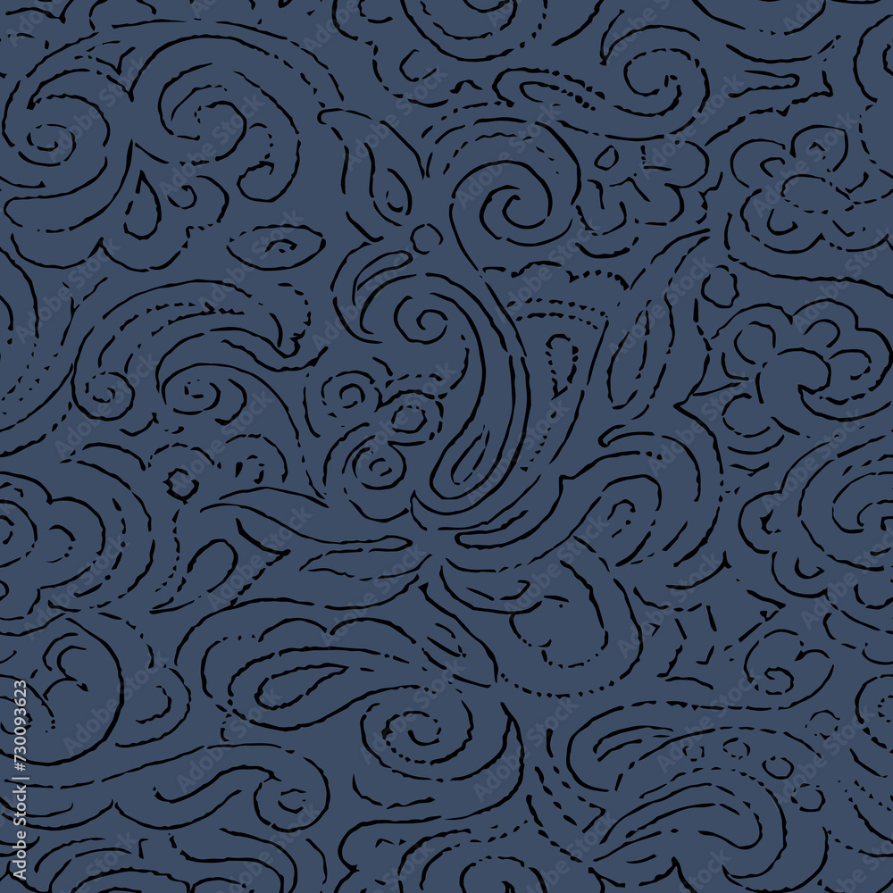 allover vector outline paisley pattern on grey background