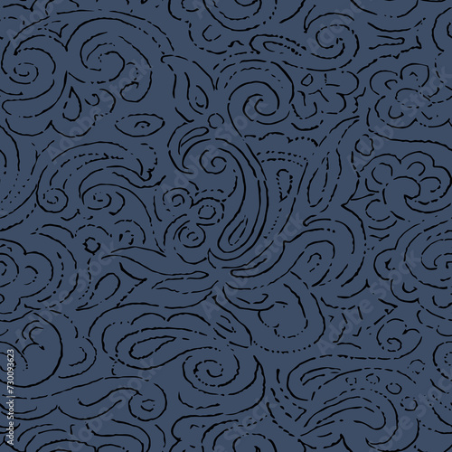 allover vector outline paisley pattern on grey background