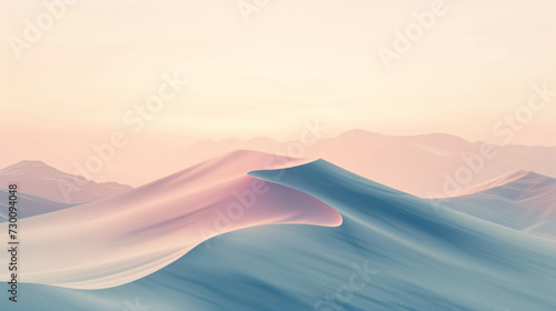 Soft pastel tones blending effortlessly, shaping a serene gradient wave in a minimalist setting