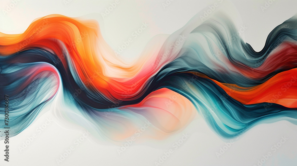 The dance of bold, vivid strokes producing a fluid and lively gradient wave, portraying the harmonious interplay of energy within a modern, minimalist environment. - obrazy, fototapety, plakaty 