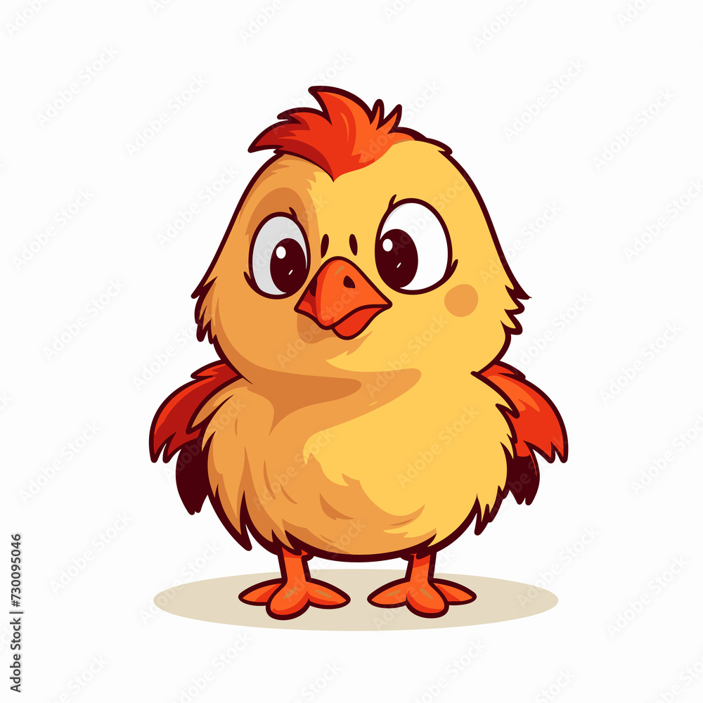 Illustration of a charming cartoon chicken in a flat logo design. Flat illustration Illustration of a charming cartoon chicken in a flat logo design. Flat illustration