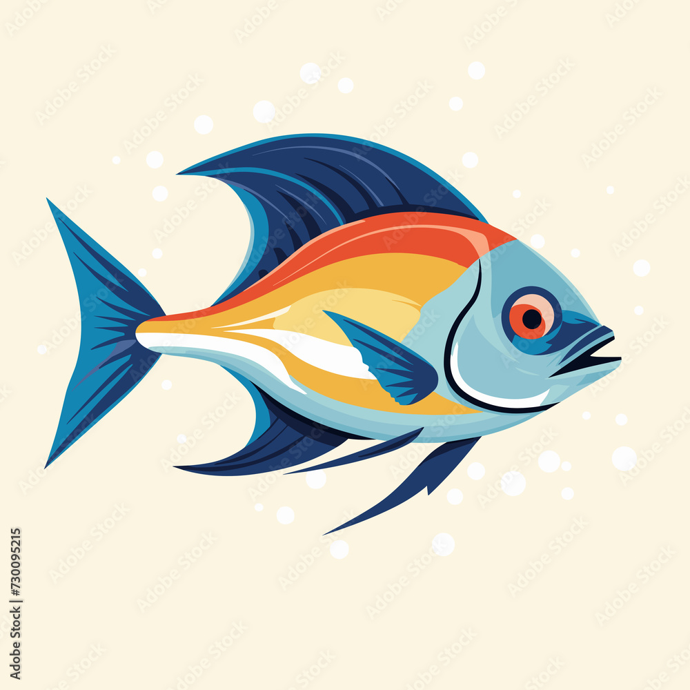 Fish illustration vector. flat logo of Vector 
