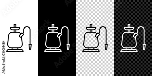 Set line Hookah icon isolated on black and white, transparent background. Vector