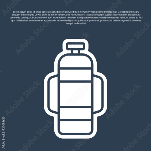 Blue line Aqualung icon isolated on blue background. Oxygen tank for diver. Diving equipment. Extreme sport. Diving underwater equipment. Vector