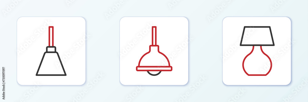 Set line Table lamp, Chandelier and Lamp hanging icon. Vector Set line Table lamp, Chandelier and Lamp hanging icon. Vector