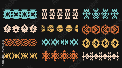 Aztec Navajo Borders Set Southwestern Art Symbols photo