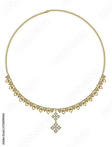 Necklace jewelry design art vintage set with diamond and gold sketch by hand drawing on paper.